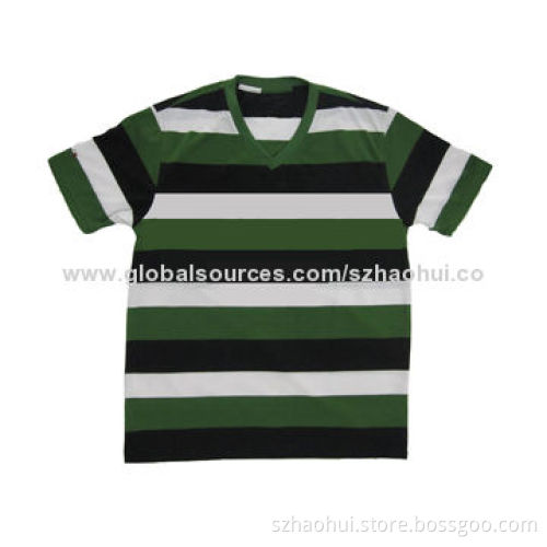 Fancy strip yarn-dyed t-shirt, 100% breathable cotton, new fashion t-shirt